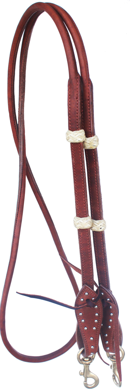 Horse 8' x 5/8" Western Harness Leather Rolled Studded Barrel Contest Reins 6690