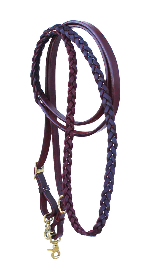 Horse Western 8' Braided Latigo Leather Barrel Contest Reins 6693