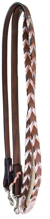 Horse Western Brown Leather 8' Rose Silver Laced Barrel Contest Reins 66AA06