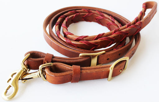8' Horse Western Challenger Leather Latigo Laced Barrel Contest Reins 66RT10