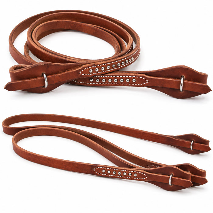 Horse Western Challenger Made Leather Quick Change Barrel Contest Reins Brass 66RT14