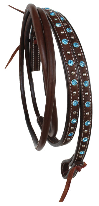 Horse Western 8ft Contest Barrel Rolled Brown Leather Reins 66RT21
