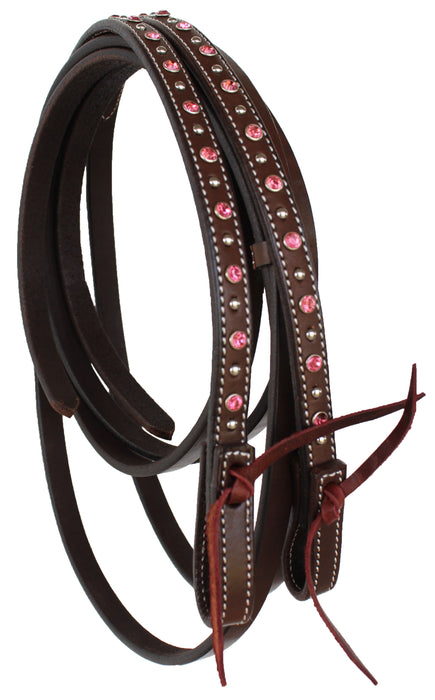 Horse Western 8ft Brown Show Split Leather Reins 66RT22