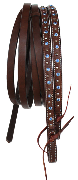 Horse Western 8ft Brown Show Split Leather Reins 66RT22