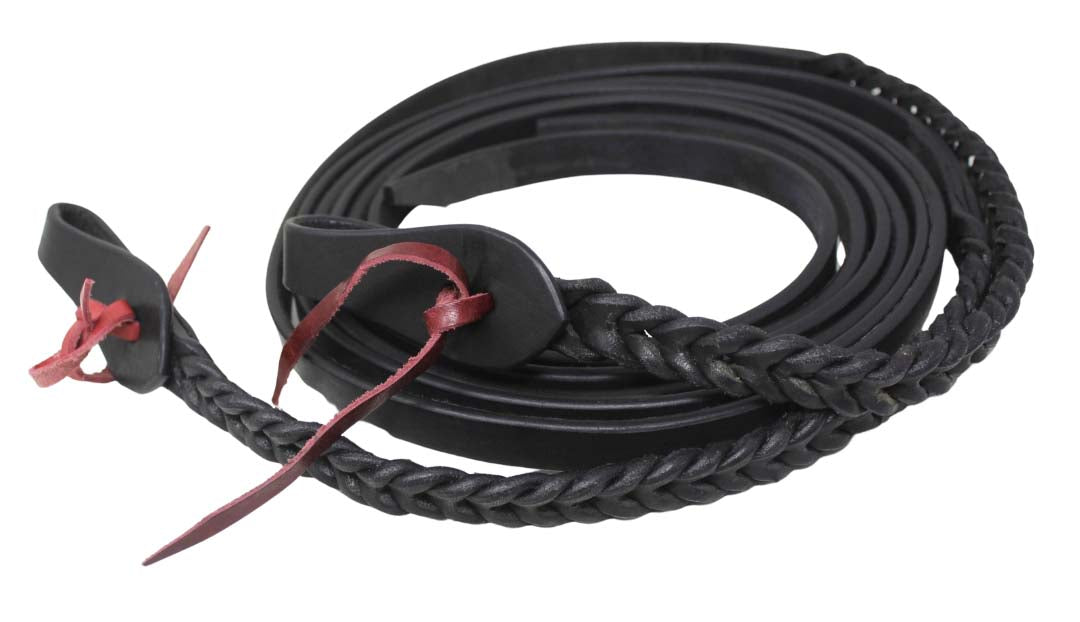 Horse Western 8 Feet Leather Braided Leather Split Reins 66RT49