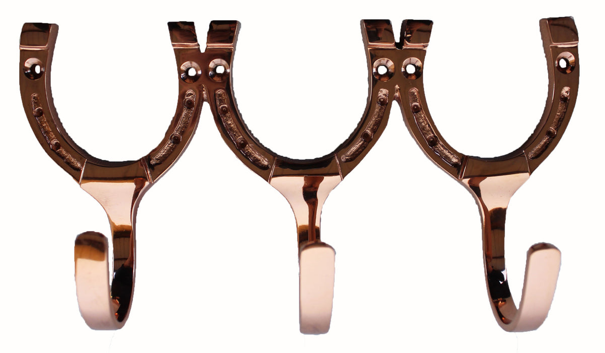 Metal Horse Equestrian Horseshoe Home Decor 3-Hook Wall Mount 6759