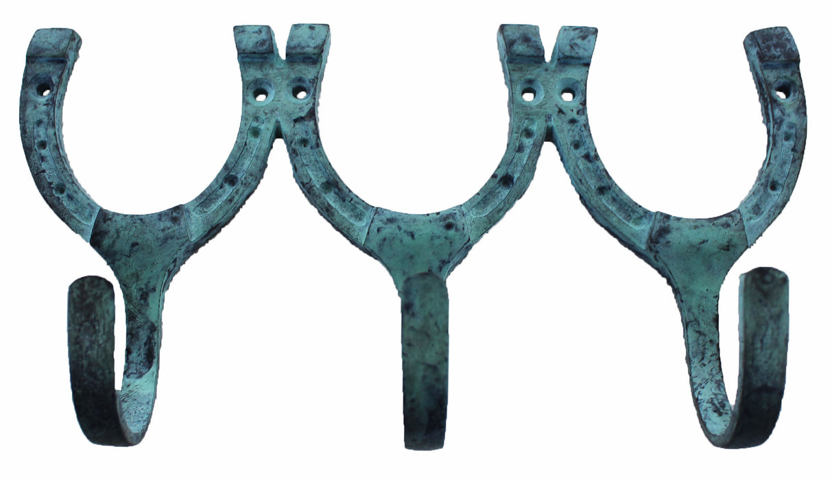Metal Horse Equestrian Horseshoe Home Decor 3-Hook Wall Mount 6759