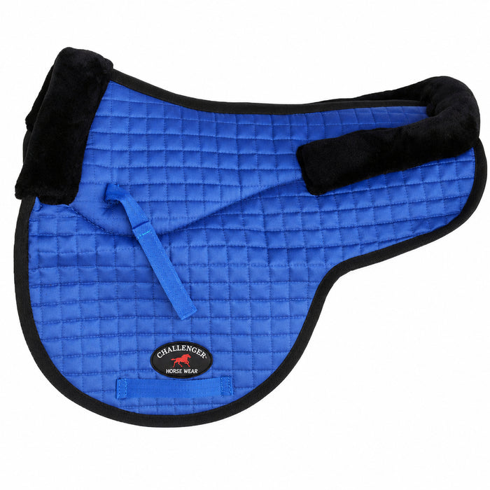 Horse Quilted ENGLISH SADDLE PAD Trail Contour Fleece Lined Blue 72110