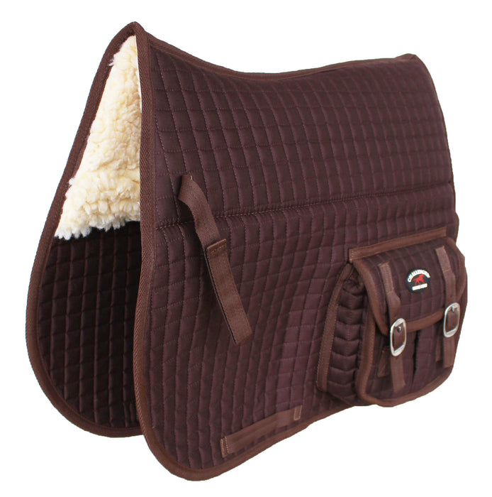 Horse English Quilted Fleece Padded Dressage Saddle Pad with Pockets 72121-124