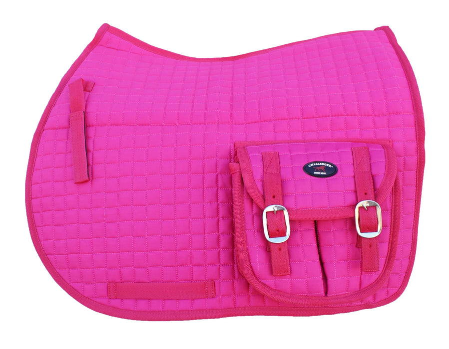 Horse English Quilted All-Purpose Saddle Pad Hot Pink w/ Pockets 72123