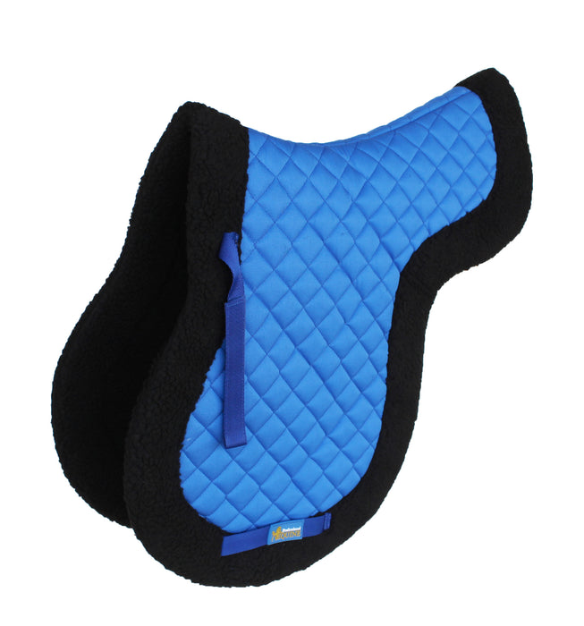 Horse Saddle Pad English Contoured Quilted Fleece Shock Absorbing Blue 72142RB