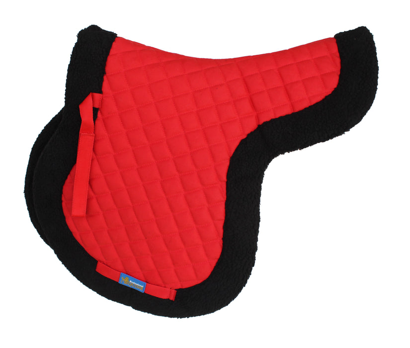 Horse Saddle Pad English Contoured Quilted Fleece Shock Absorbing Red 72142RD