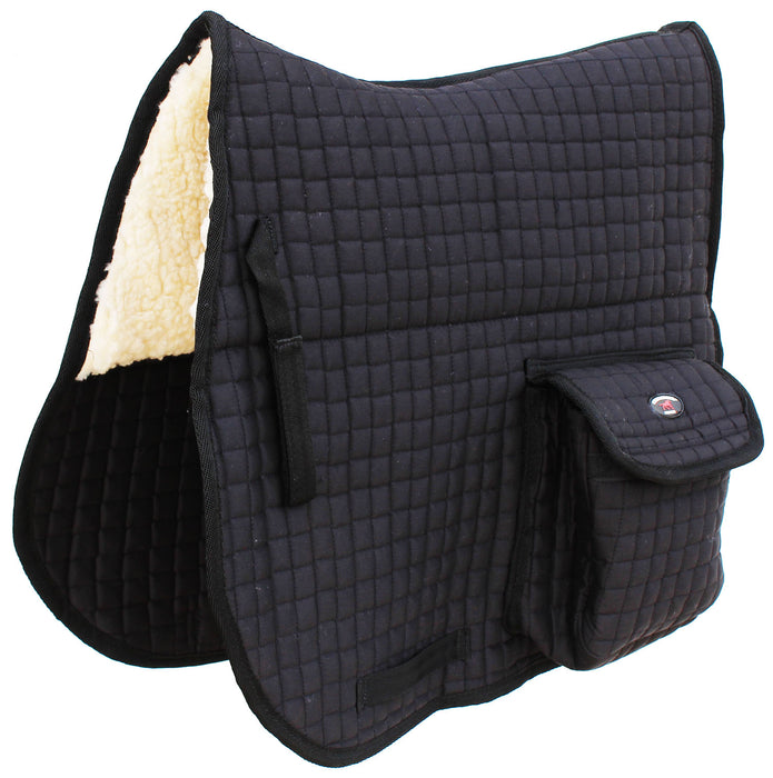 Horse English Quilted Faux Fur All-Purpose Saddle Pad  Pockets 72152