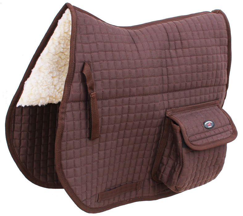 Horse English Quilted Faux Fur All-Purpose Saddle Pad  Pockets 72152