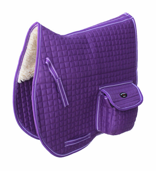 Horse English Quilted Faux Fur All-Purpose Saddle Pad Purple w/ Pockets 72152PR