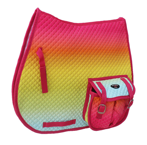 Horse Quilted Aussie English All-Purpose Saddle Pad Ombre w/ Pockets 72158 72158