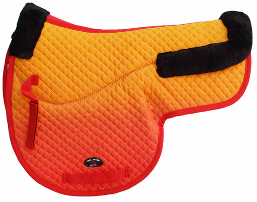 Horse Quilted Fleece Lined Trail Contoured English Saddle Pad Ombre Orange 72159