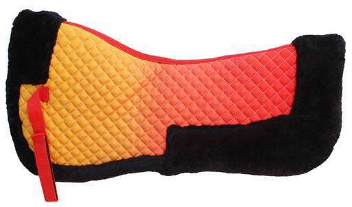 Horse English Quilted Saddle Half Pad Correction Wither Relief Fur Orange Ombre 72169