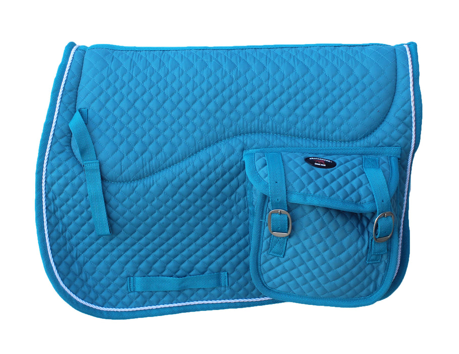 Horse 23"x18" English Quilted Fur Padded All-Purpose Saddle Pad Turquoise 7260TR