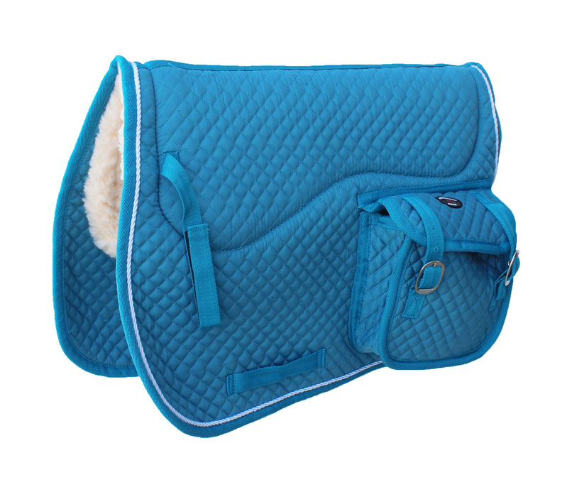 Horse 23"x18" English Quilted Fur Padded All-Purpose Saddle Pad Turquoise 7260TR