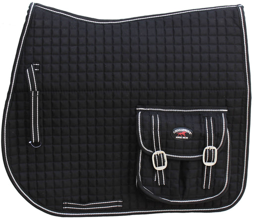 Horse English Black All-Purpose Trail Saddle Quilted Pad w/ Pockets 7269