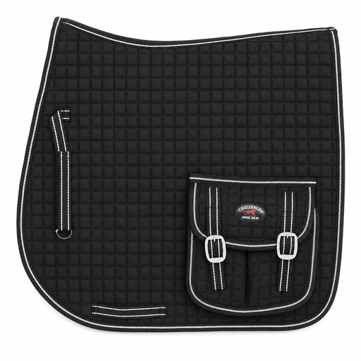 Horse English Black All-Purpose Trail Saddle Quilted Pad w/ Pockets 7269