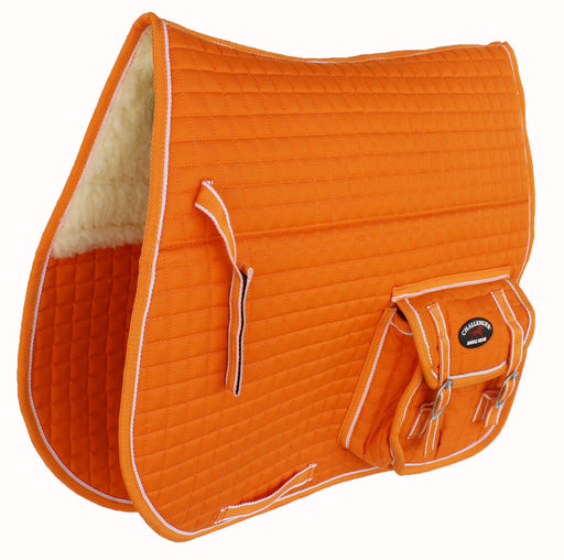 Horse Quilted ENGLISH SADDLE PAD Pockets Half Faux Fur Padded Australian 7274