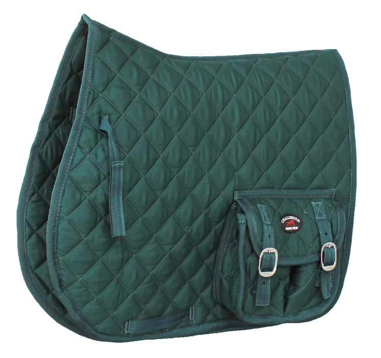Horse Quilted English All-Purpose Trail Saddle Pad Hunter Green w/ Pockets 7286