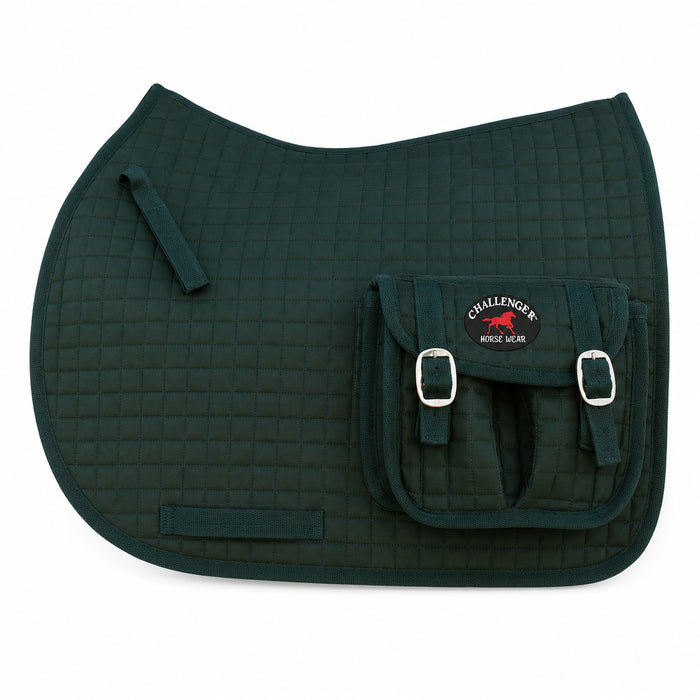 Horse Quilted English All-Purpose Trail Saddle Pad Hunter Green w/ Pockets 7286