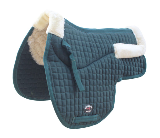 Horse Contoured Fleece Lined Quilted English Saddle Pad Hunter Green 7292HG