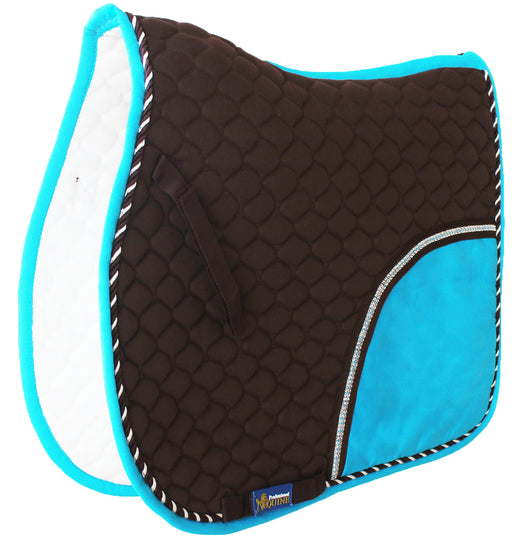 Horse Quilted ENGLISH SADDLE PAD Trail Pleasure Riding Brown Turquoise 72F07