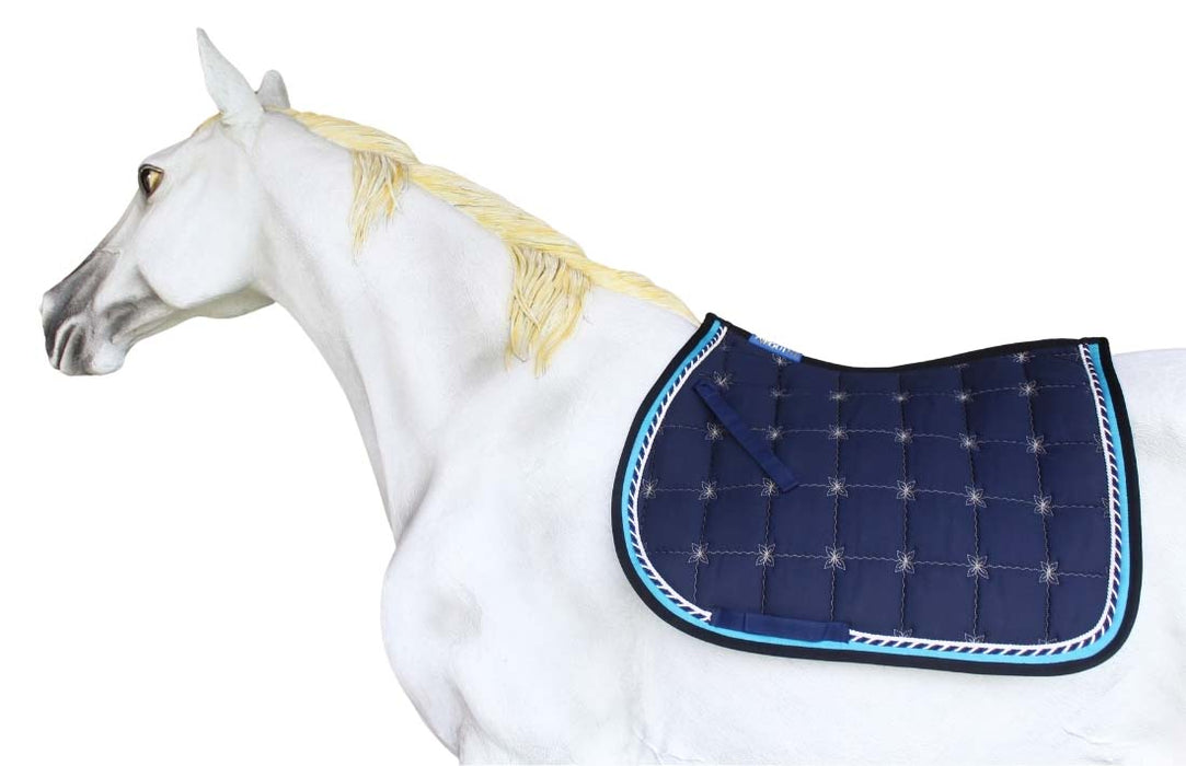 Professional Equine English Quilted Embroidered All-Purpose Saddle Pad Navy 72F12