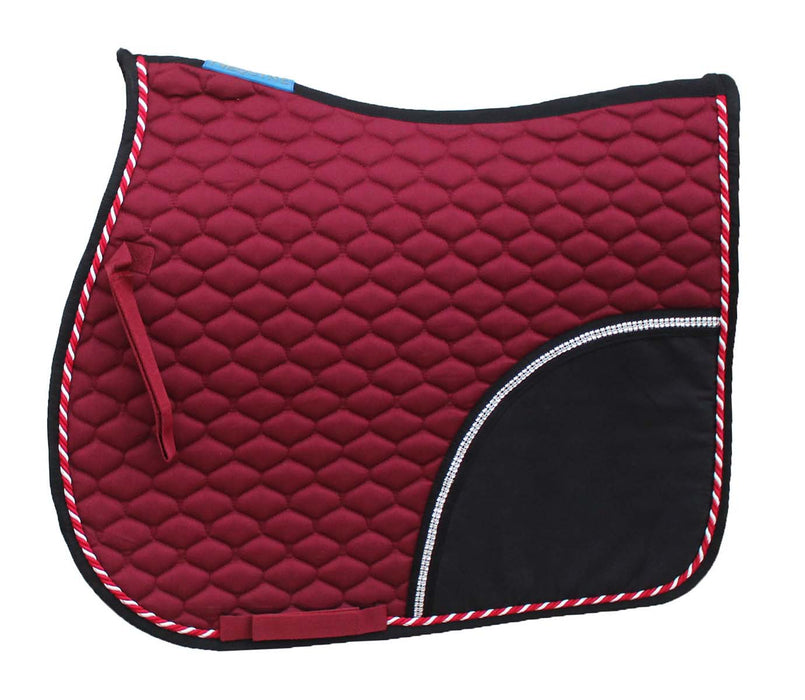 Horse Cotton All Purpose Show Quilted ENGLISH SADDLE PAD Trail Burgundy 72F31