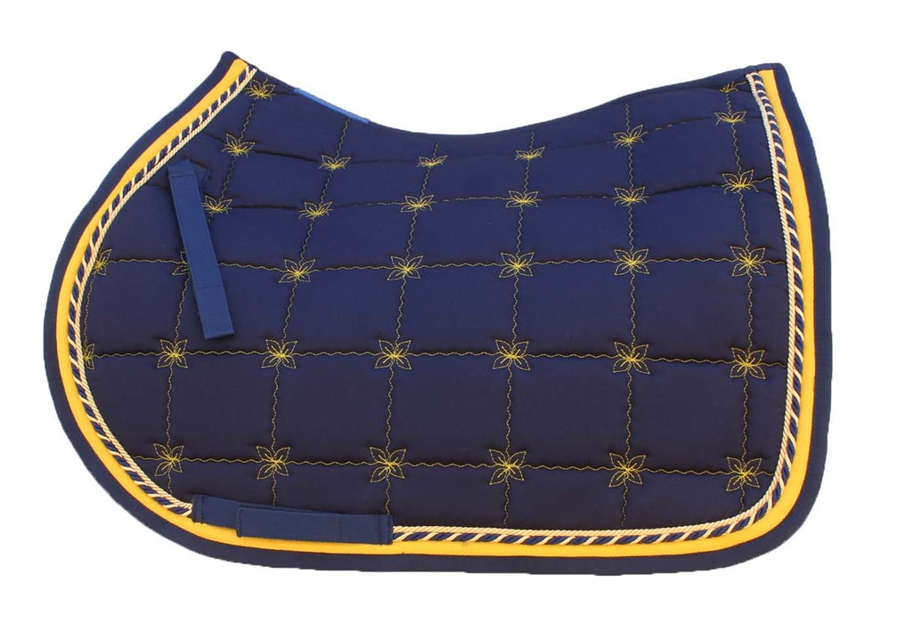 Horse Cotton Quilted All Purpose ENGLISH SADDLE PAD Trail Contoured Navy 72F39