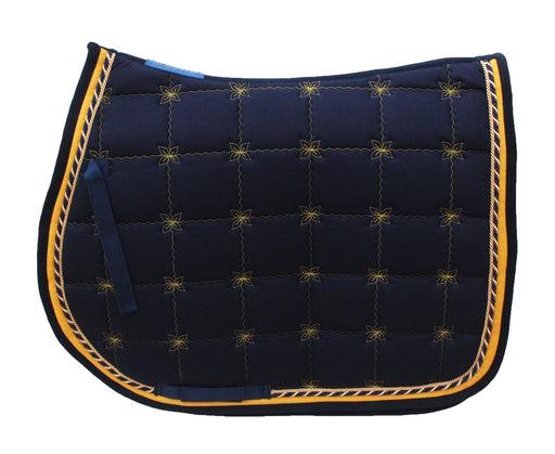 Horse Cotton Quilted All Purpose ENGLISH SADDLE PAD Trail Contoured Navy 72F39