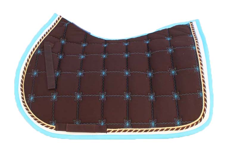 Horse Cotton Quilted All Purpose ENGLISH SADDLE PAD Trail Brown Turquoise 72F40