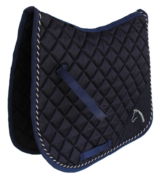 Horse English COB Quilted All Purpose Riding Square Saddle Pad Crystal Navy  72M01F