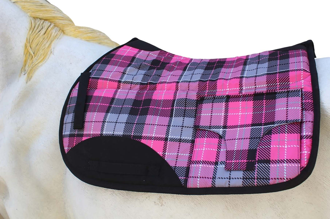 Horse English All-Purpose Neoprene Shock Absorbing Plaid Saddle Pad 72TS29