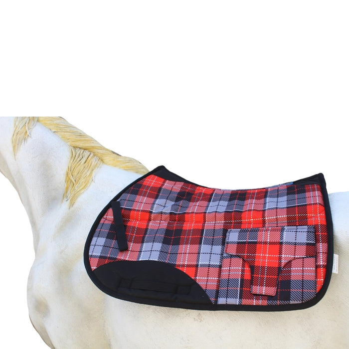 Horse English All-Purpose Neoprene Shock Absorbing Plaid Saddle Pad 72TS29