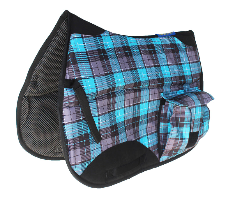 Horse English All-Purpose Neoprene Shock Absorbing Plaid Saddle Pad 72TS29