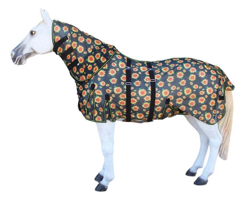 Horse Light Summer Spring Airflow Mesh Flysheet Removable Neck Sunflower 73158