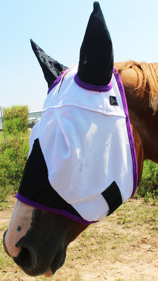 Equine Horse  FlyMask Summer Spring Airflow Mesh   White Purple73279