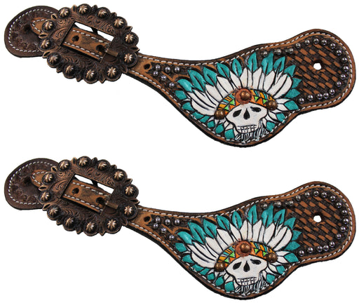 Horse Western Riding Cowboy Boots Leather Spur Straps Tack  74141