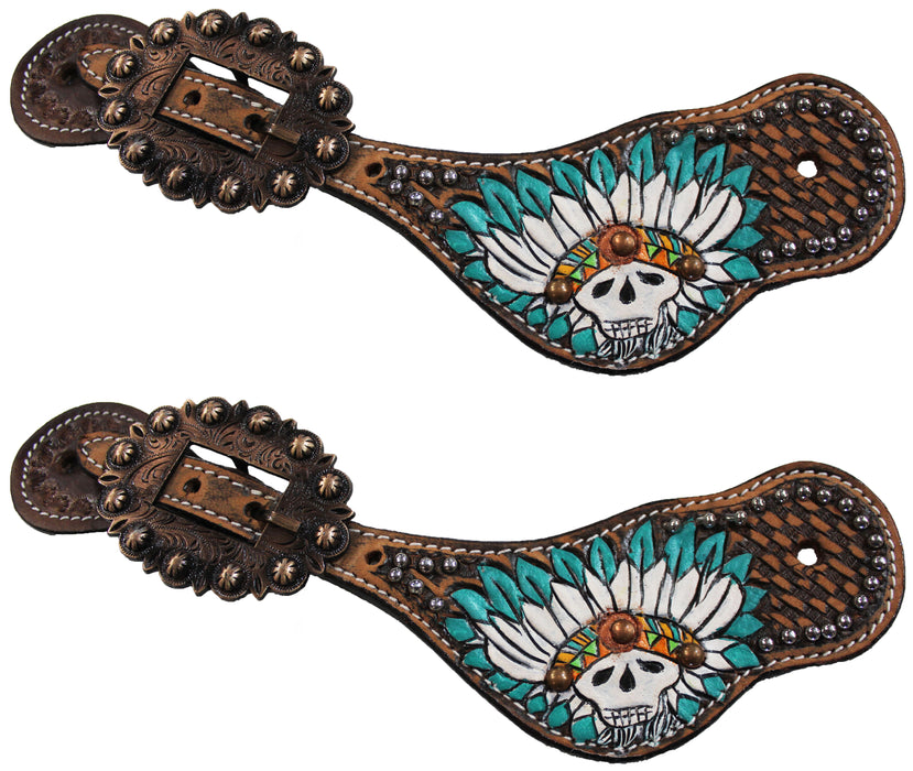 Horse Western Riding Cowboy Boots Leather Spur Straps Tack  74141