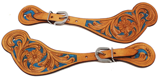 Horse Western Riding Cowgirl Rodeo Boots Leather Spur Straps Turquoise Tack74149