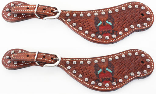 Horse Western Riding Cowboy Boots Leather Spur Straps Tack  7463