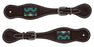 Horse Western Brown Leather Turquoise Cross Beaded Inlay Spur Straps 74AD21
