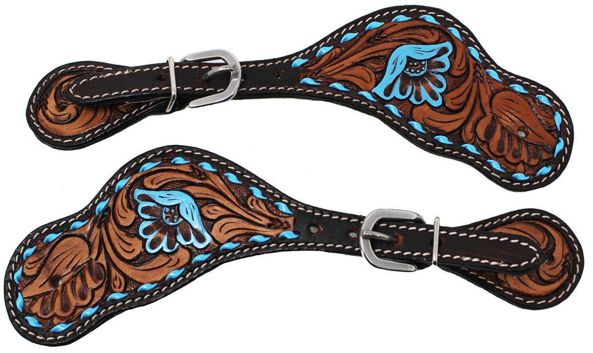 Horse Western Riding Cowboy Boots Leather Spur Straps Tack  74HR01