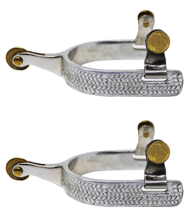 Western Polished Stainless Steel Twisted Wire Spurs with 10pt Rowel 75F10