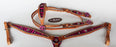 Horse Western Riding Leather Bridle Headstall Breast Collar Tack Pink 76101